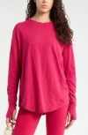 Zella Relaxed Washed 2.0 Long Sleeve Slub Tee In Pink