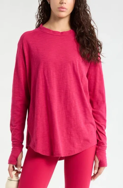 Zella Relaxed Washed 2.0 Long Sleeve Slub Tee In Pink
