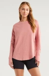 Zella Relaxed Washed 2.0 Long Sleeve Slub Tee In Pink Desert