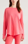 Zella Relaxed Washed 2.0 Long Sleeve Slub Tee In Red