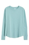 Zella Relaxed Washed 2.0 Long Sleeve Slub Tee In Teal Aquifer