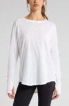 Zella Relaxed Washed 2.0 Long Sleeve Slub Tee In White