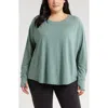Zella Relaxed Washed Cotton Long Sleeve T-shirt In Grey Thunder