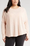 Zella Relaxed Washed Cotton Long Sleeve T-shirt In Pink Peach