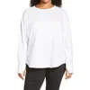 Zella Relaxed Washed Long Sleeve T-shirt In White
