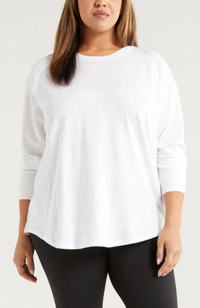 Zella Relaxed Washed Cotton Top In White