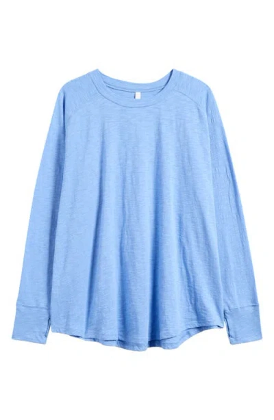 Zella Relaxed Washed Cotton Top In Blue Azurine