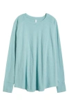 Zella Relaxed Washed Cotton Top In Teal Aquifer