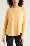 Zella Relaxed Long Sleeve Slub Jersey T-shirt In Coral Beads