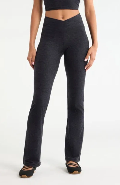 Zella Renew Crossover Boot Cut Leggings In Black Melange