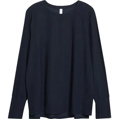 Zella Renew Lite Long Sleeve T-shirt In Navy Sapphire Melange