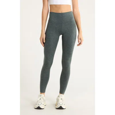 Zella Renew Mélange High Waist Leggings In Green Duck Melange