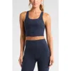 Zella Renew Mélange Support Crop Tank In Blue