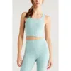 Zella Renew Mélange Support Crop Tank In Green