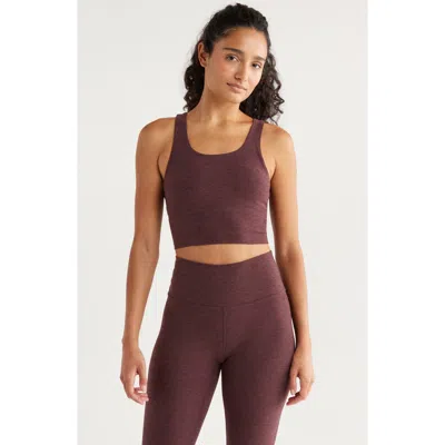Zella Renew Mélange Support Crop Tank In Brown