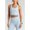 Zella Renew Mélange Support Crop Tank In Blue Fog Melange