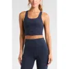 Zella Renew Mélange Support Crop Tank In Navy Sapphire Melange
