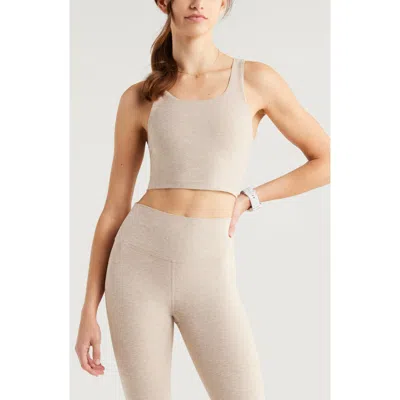 Zella Renew Mélange Support Crop Tank In Tan Thread Melange