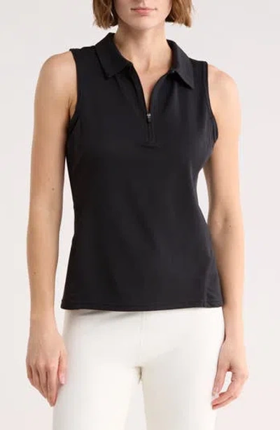 Zella Replay Half Zip Polo Tank In Black