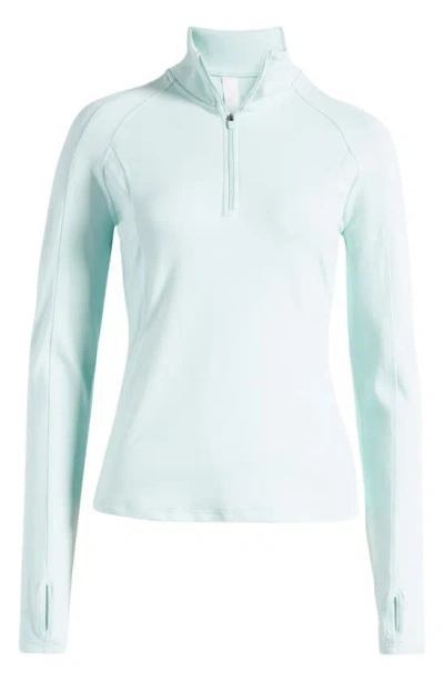 Zella Replay Piqué Quarter Zip Top In Green Glimmer