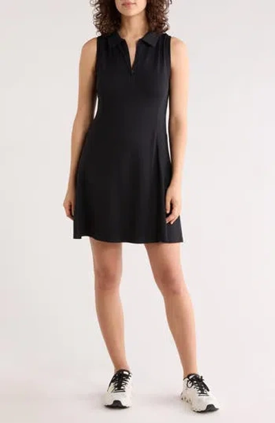 Zella Replay Sleeveless Polo Dress & Shorts Set In Black