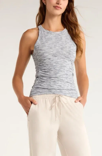 Zella Reset Ruched Rib Tank In Gray