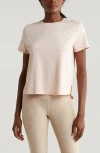 Zella Restore Soft Lite Relaxed Tee In Pink Peach