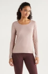 Zella Restore Soft Lite Ruched Long Sleeve T-shirt In Neutral