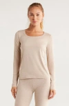Zella Restore Soft Lite Ruched Long Sleeve T-shirt In Neutral