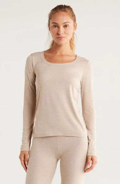 Zella Restore Soft Lite Ruched Long Sleeve T-shirt In Neutral