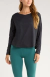 Zella Restore Soft Long Sleeve Relaxed T-shirt In Black