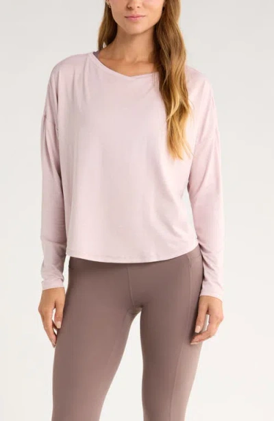 Zella Restore Soft Long Sleeve Relaxed T-shirt In Pink
