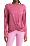 Zella Restore Soft Twist Long Sleeve T-shirt In Pink Raspberry