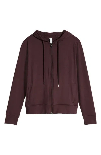 Zella Restore Soft Zip-up Hoodie In Burgundy Fudge