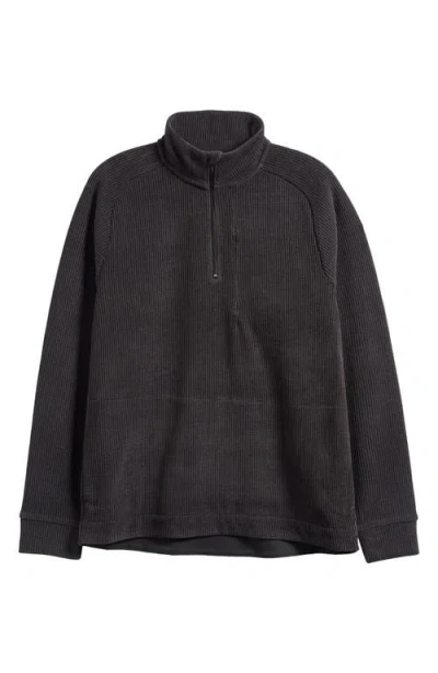 Zella Ridge Brushed Fleece Quarter Zip Pullover In Black