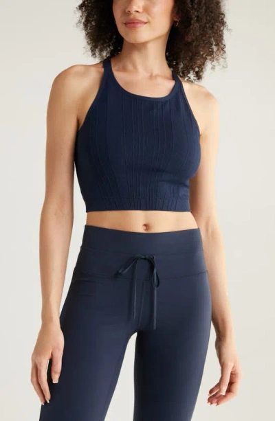 Zella Ripple Longline Seamless Bra In Navy Sapphire