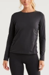 Zella Ruched Long Sleeve T-shirt In Black