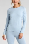 Zella Ruched Long Sleeve T-shirt In Blue Fog