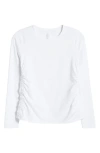 Zella Ruched Long Sleeve T-shirt In White