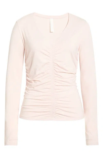 Zella Ruched Long Sleeve T-shirt In White