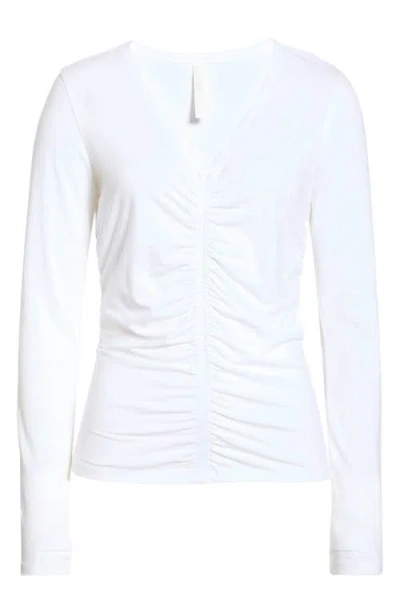 Zella Ruched Long Sleeve T-shirt In White