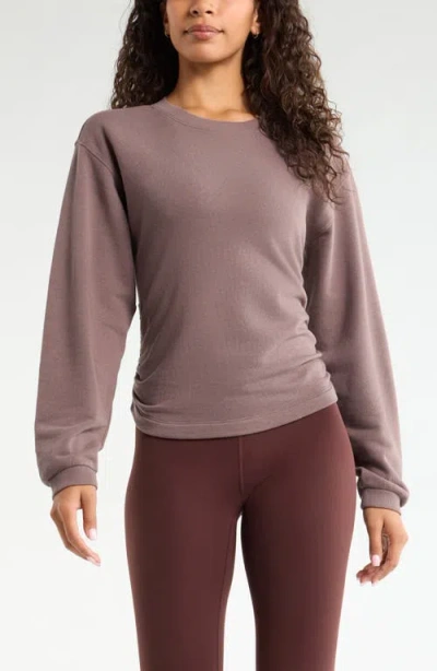 Zella Ruched Side Cotton Blend French Terry Sweatshirt In Pink