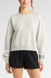 Zella Ruched Sleeve Crewneck Sweatshirt In Grey Light Heather