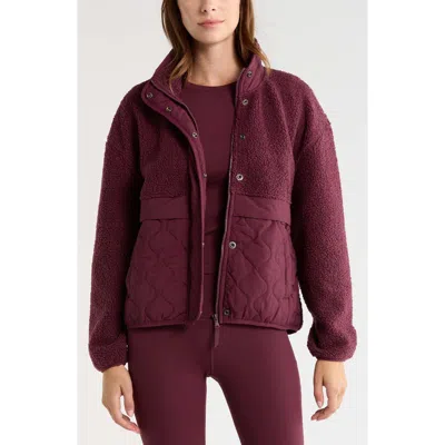 Zella Scenic Mixed Media Jacket In Burgundy
