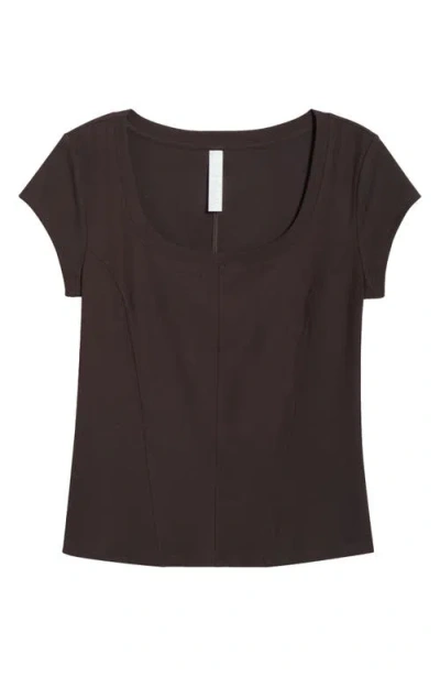 Zella Seamed Rib Top In Brown