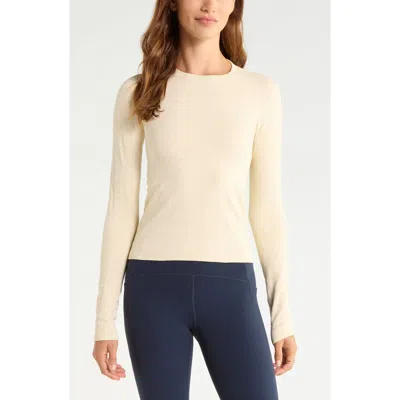 Zella Seamless Diamond Long Sleeve Top In Neutral