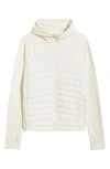 Zella Seamless Mixed Media Puffer Jacket In Ivory Egret