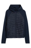 Zella Seamless Mixed Media Puffer Jacket In Navy Sapphire