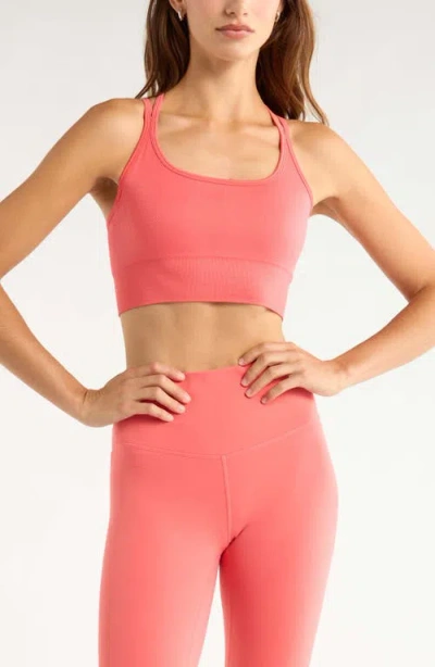 Zella Seamless Strappy Sports Bra In Red