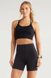 Zella Seamless Strappy Sports Bra In Black